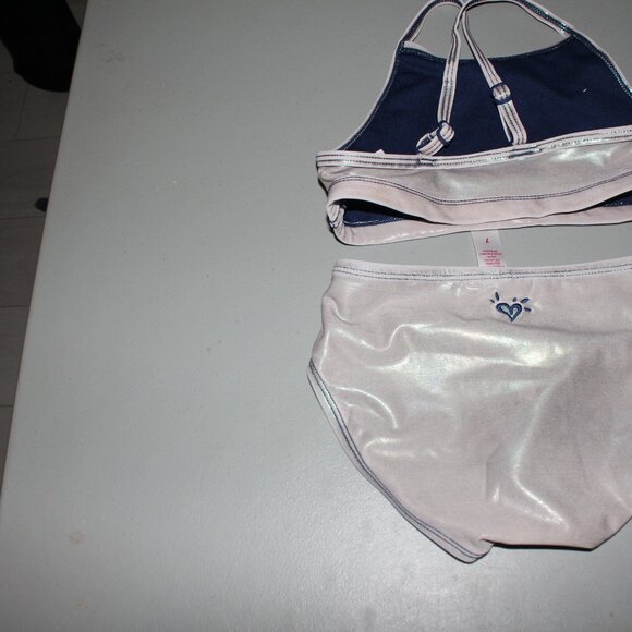 Silver & Blue 2 Pcs Justice Bikinim Swimsuit Size 7 - Picture 5 of 10